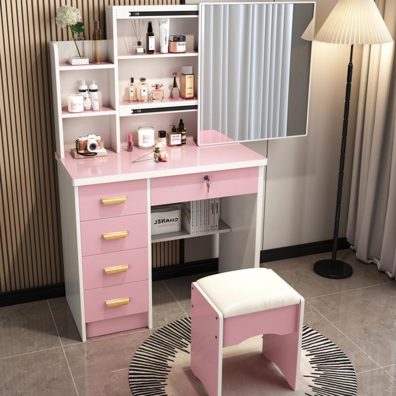 Compact Modern Makeup Dressing Table with Sliding Mirror and Integrated Storage