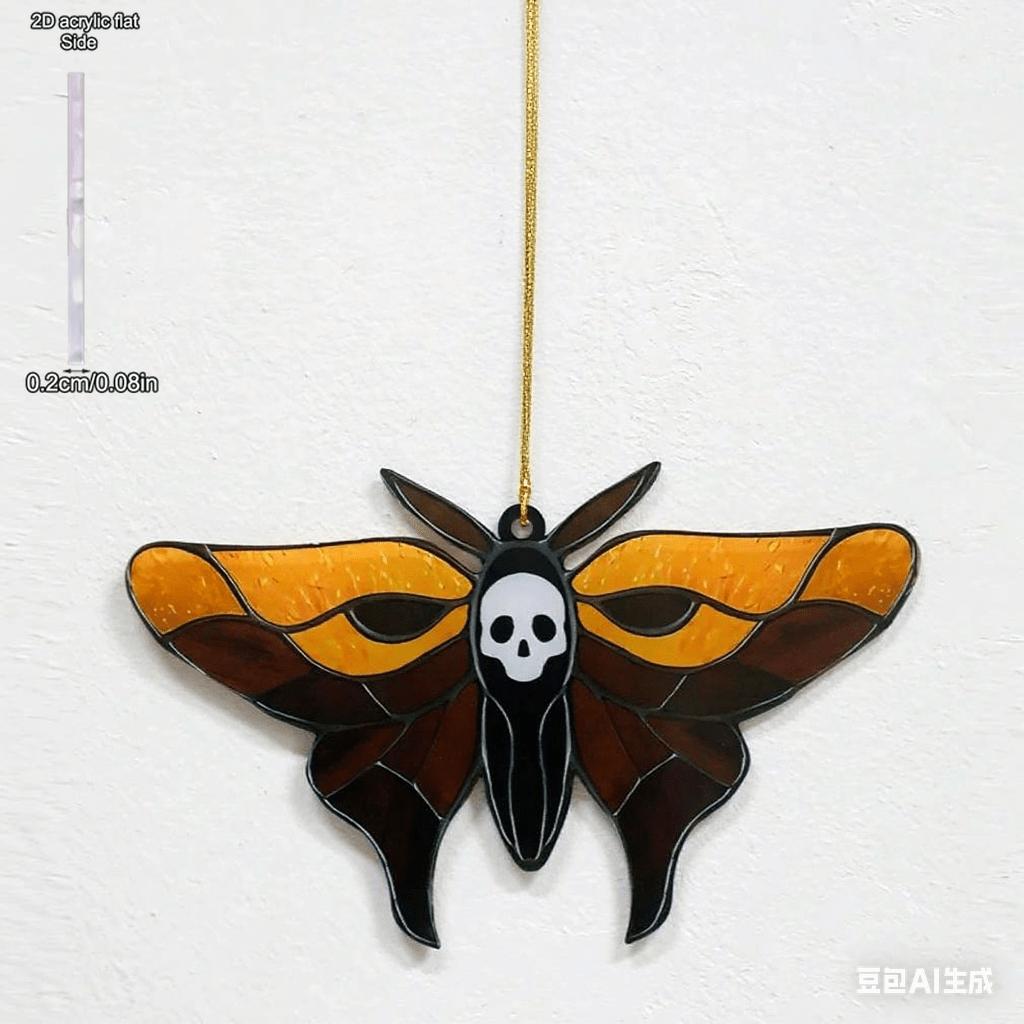 1 Stück Acryl Halloween Schmetterling & Totenkopf Fensterbehang Sonnenfänger Gotisch, Vier Jahreszeiten Dekoration, Neuheit Heimdeko, Perfekt Langlebig für Schlafzimmer