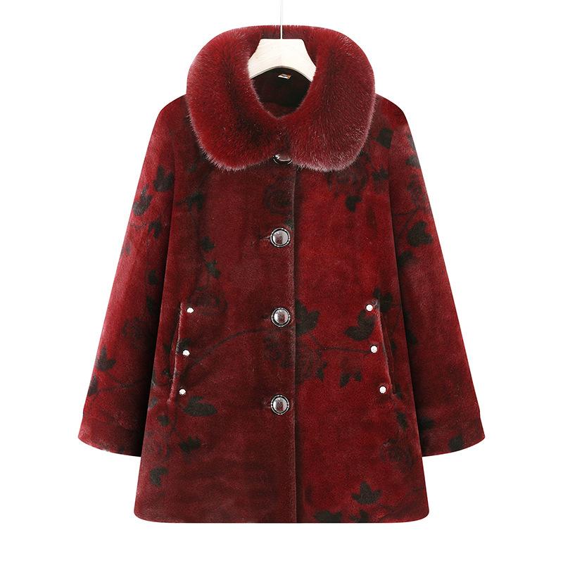 

Женское пальто из искусственной норки, бархатная куртка, высококачественные модели средней длины, новинки 5XL [Recommended 150-80 kg] бордовый