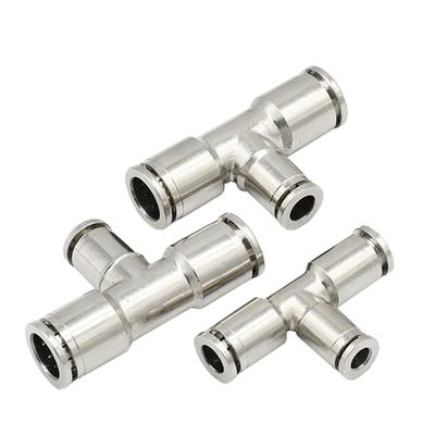 PEG Pneumatic Connector All Copper Nickel Plating Connector 4 6 8 10 12 14 16mm Trachea Quick Connect Tee Hose Metal Connector