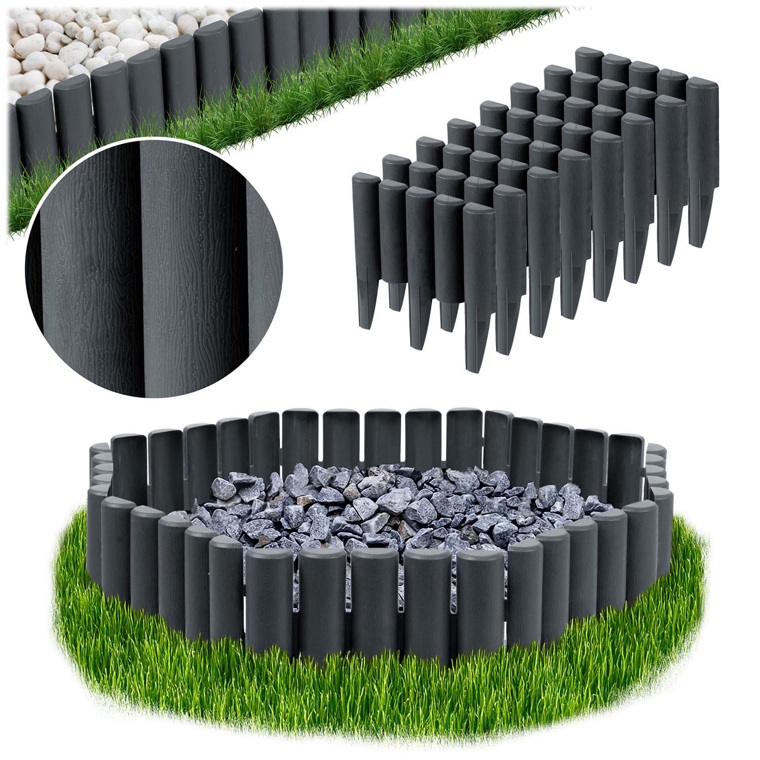 Plonos garden edging 220 cm PL-961 gray