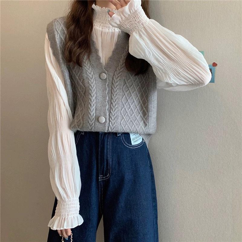 Cardigan Vest Women In Stock Autumn Winter French Red Outerwear Designer Knit Waistcoat