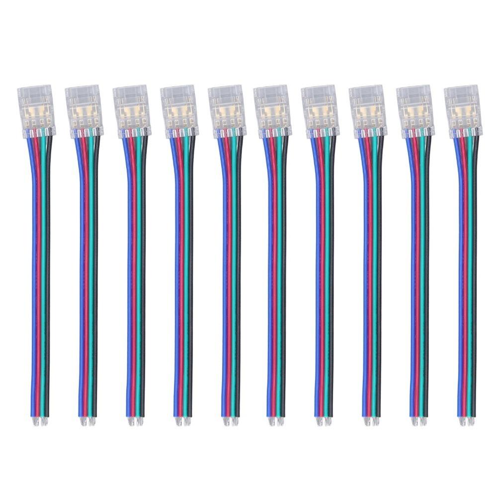 10pcs 4PIN COB LED Connectors 10mm Wire to Strip Connectors RGB Light Connectors For Home Party
