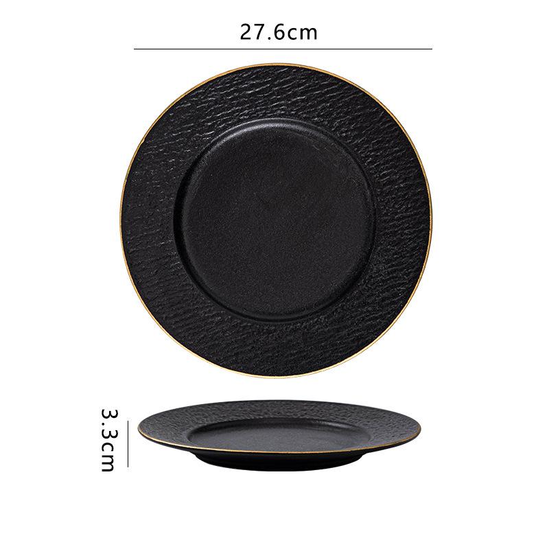 New Black Ceramic Frosted Steak Plate High-End Restaurant High Temperature Resistant Western Food Plate Pasta Plate Japanese Material Sashimi Plate