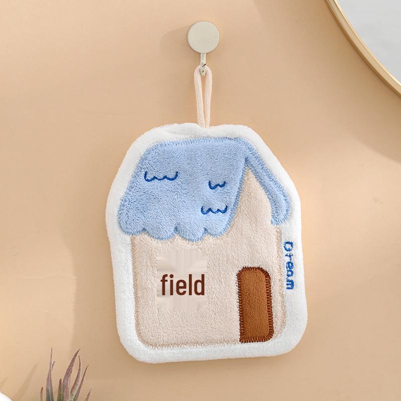 Cute Cartoon Quick-Dry Hanging Towel - Thickened Coral Fleece for Kitchen & Bathroom Use
