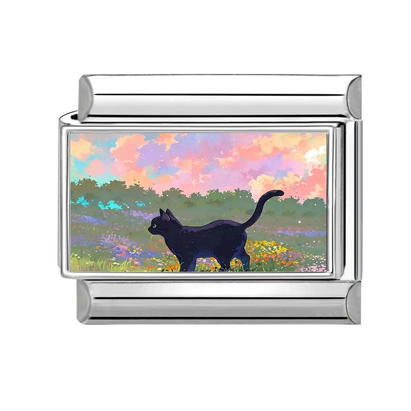 Y2K Lovely Animals Cat Dog Rabbit Moon Butterfly Flower Cactus Italian Charm Fit 9mm Stainless Steel DIY Making Bracelet Jewelry