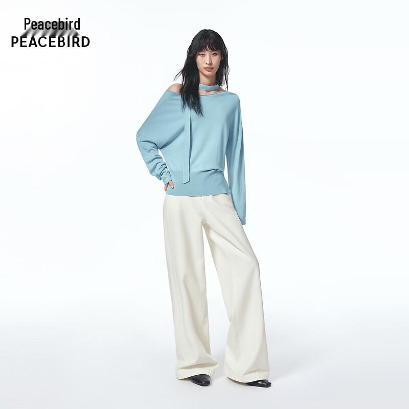 PEACEBIRD Women's Off-Shoulder Knit Sweater with Ribbon
