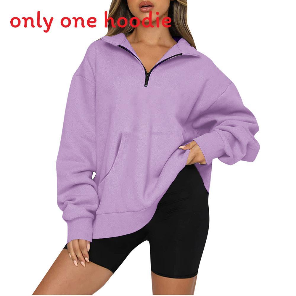 Womens Solid Color Sweatshirt With Pockets And Long Sleeves For Casual Wear