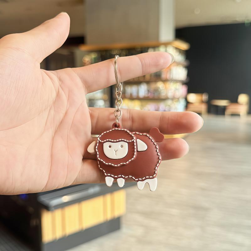 2/4Pcs Soft White Sheep Keychain Cartoon Pu Leather Pendant Durable Bag Charm For Women Car Key Holiday Gift
