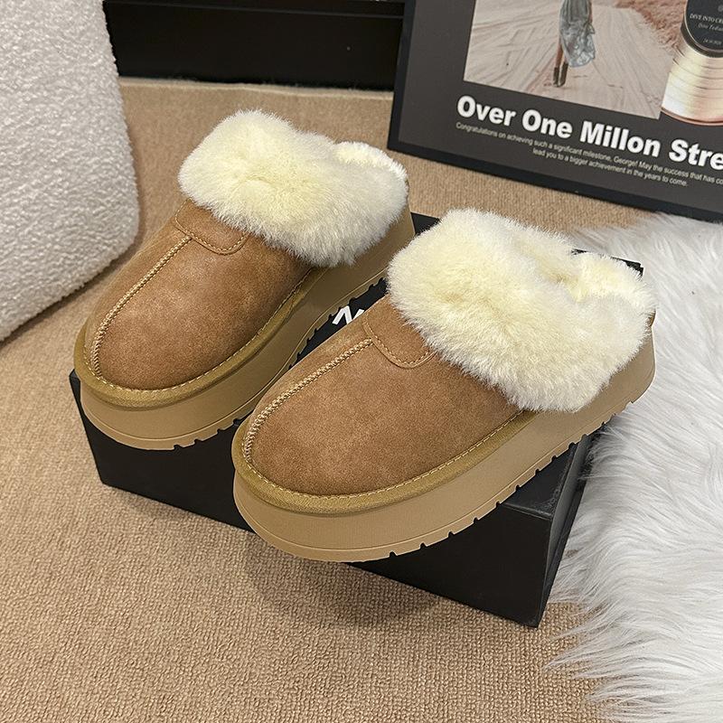 Thick-soled heightening fur integrated warm snow boots women's 2025 winter new fashion velvet thickened comfortable cotton mop