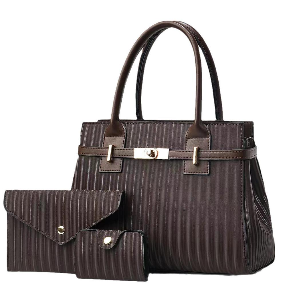 Neue dreiteilige Mutter-Kind-Tasche Modische Handtasche Trendige Textur Schultertasche Vielseitige vertikale geprägte Umhängetasche