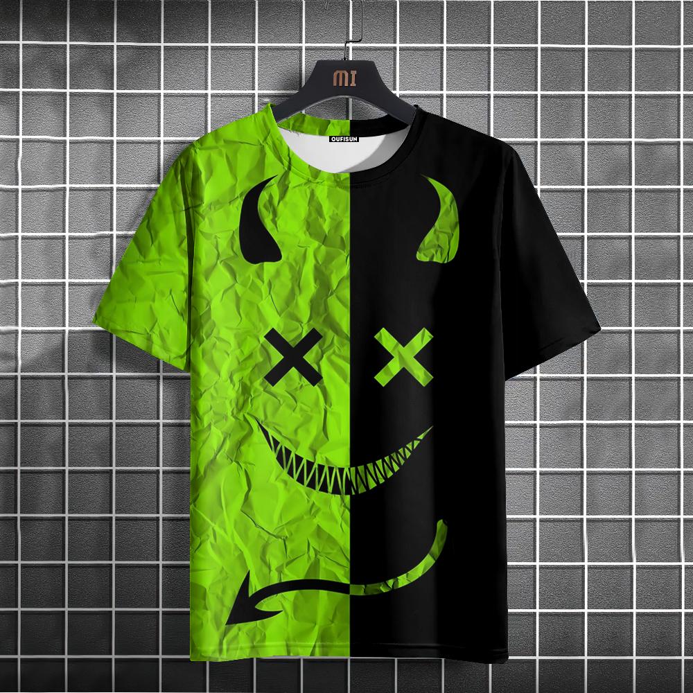 

2024 Нова оверсайз футболка для чоловіків Повсякденна футболка з коротким рукавом і принтом у стилі хіп-хоп. Футболка великих розмірів. Смішний пуловер, чоловіча футболка. XL