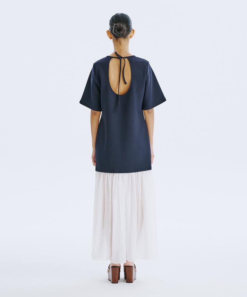 Bundercammer Bare Back Shirring Dress_Navy