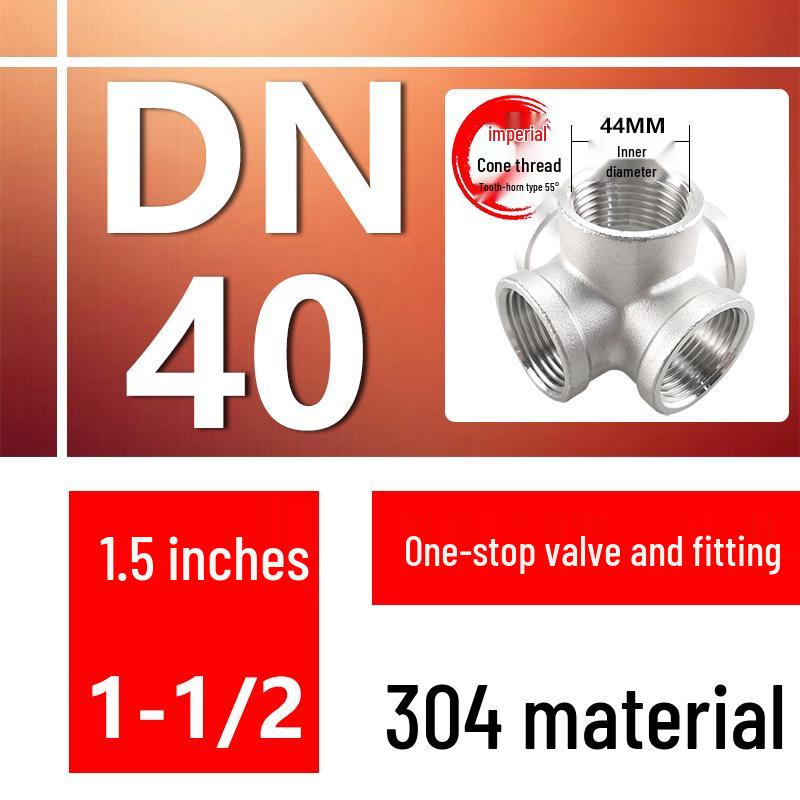 304 Stainless Steel Internal Threaded 3D Tee and Four/Five-Way Connector, DN25 Water Pipe Fittings