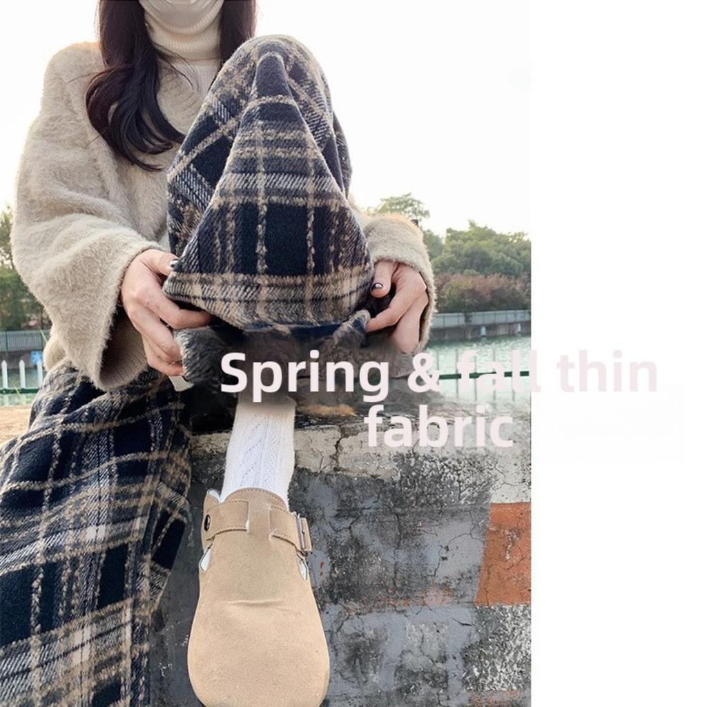 Marineblaue und karierte Samthose für Kinder im Herbst und Winter, hochtailliert und figurbetont, weite Beinhose, lässige und dicke Hose