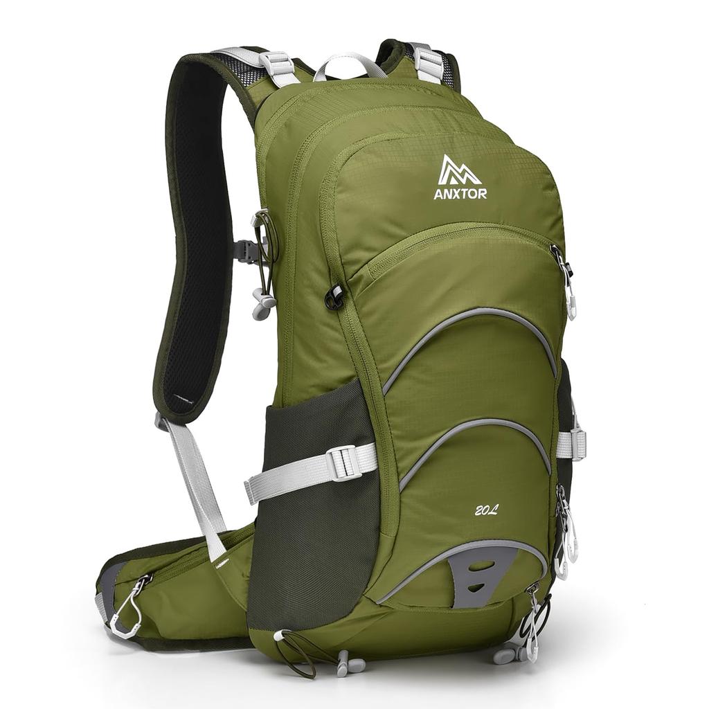 ANXTOR Wanderrucksack 20L, Grün, Leichter Trekkingrucksack, Atmungsaktive Mesh-Träger, für Bergsteigen im Freien (Grün, 20L)