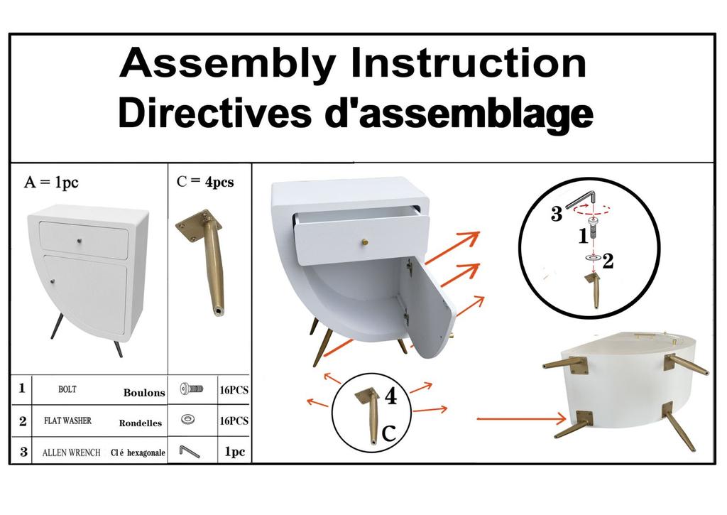 Tall Bedside Venus Cm 60X32X79