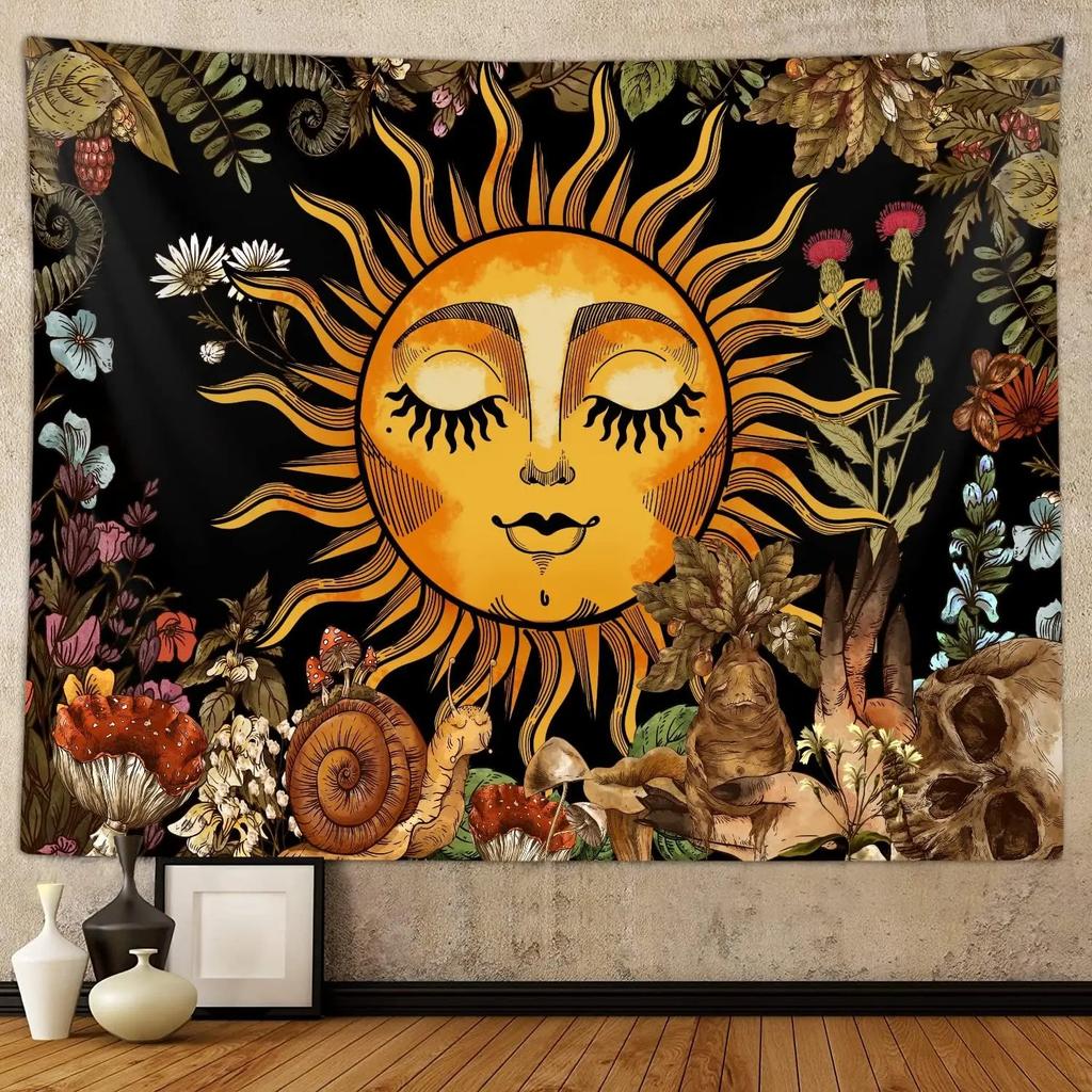 Living Room Decor Bohemian Mushroom Dragonfly Tapestry Bedroom Aesthetic Retro Plants Plant Art Tapestry Dormitory