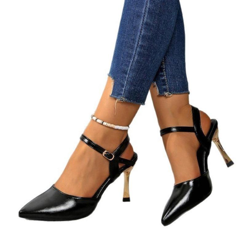 Fashion Hot Selling 2025 New High Quality Women's Shoes Closed Toe Sandals Thin Heels Buckle Straps Dress Pointed Toe Shoes for Sandals