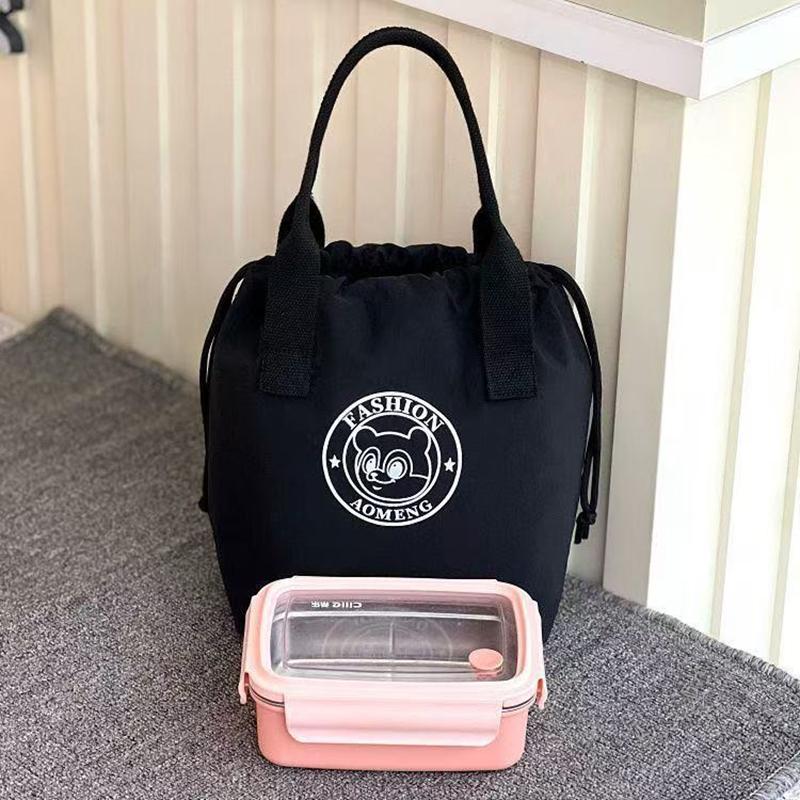 1Pc Cute Bear Lunch Box Bag Student Hand-Held Aluminum Foil Insulated Lunch Box Bag Large Capacity Lunch Box Bag