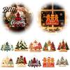 Decorative Hanging Door Decor Christmas Wooden Sign Ornament Multi-Layer Tree Wood Plaque Vintage Window with Rope Merry Festive Wall Atmosphere