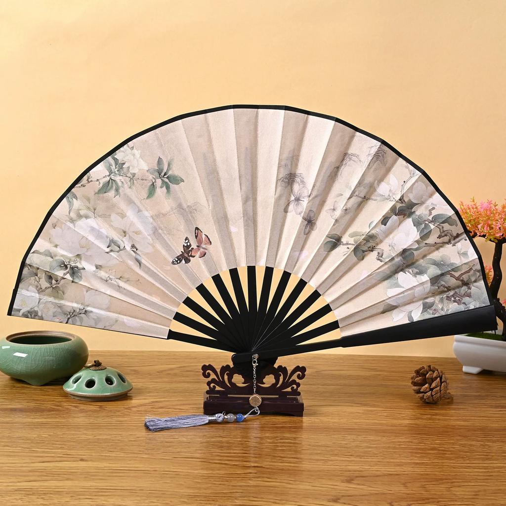 Folding Fan In Ancient Style for Boys, Dragon Design, Student Style, Bold Black Double-Sided Summer Plastic Fan, New Model