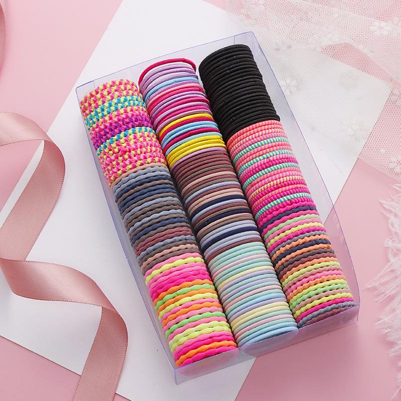 

50Pcs / Lot Мода Девочки Красочные 3 см Эластичные резинки Детские нейлоновые волосы Галстуки Голова Веревка Мода Волосы Кольцо Для волос Аксессуары для волос