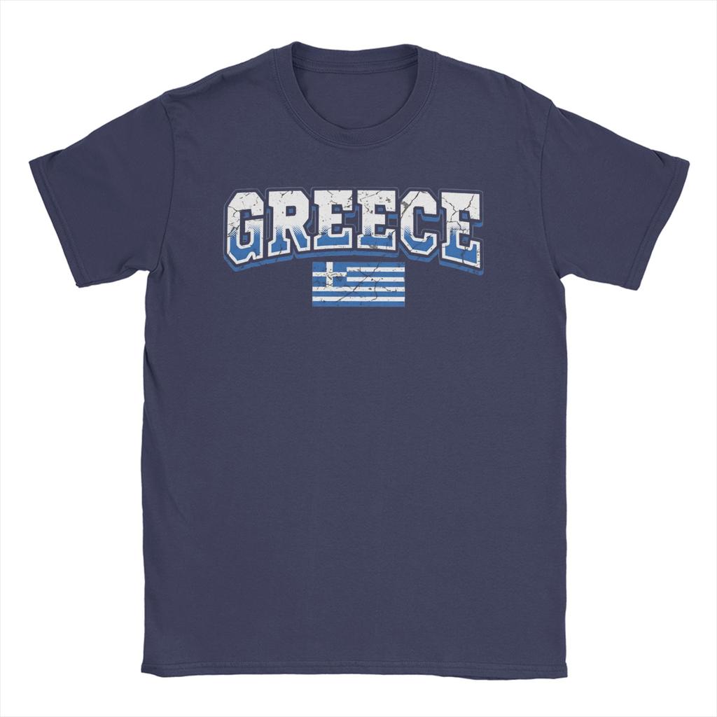 Greek Flag Greece Hellas Hellenic Men T Shirts Novelty Tees Short Sleeve Crewneck TShirts 100 Cotton Plus Size Tops