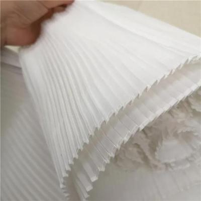 1 metri/lotto 23 cm di larghezza Extra largo pizzo plissettato in poliestere-cotone bianco Tessuto decorativo per accessori per gonne di abbigliamento