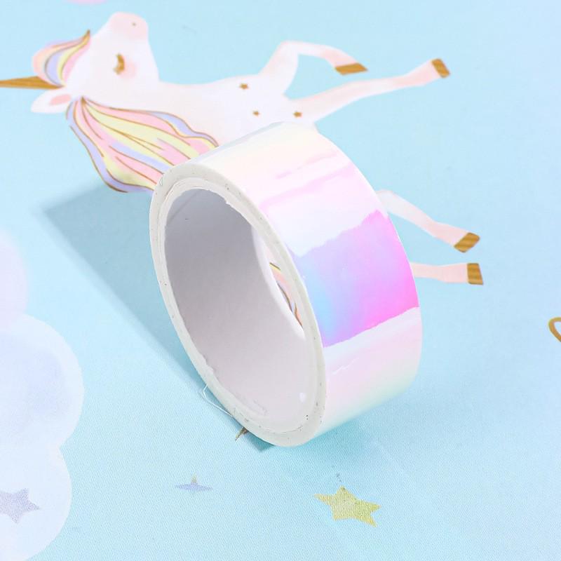 Creative Rainbow Laser Tape: Colorful, Decorative, Waterproof DIY Material for Student Journals and Collage.