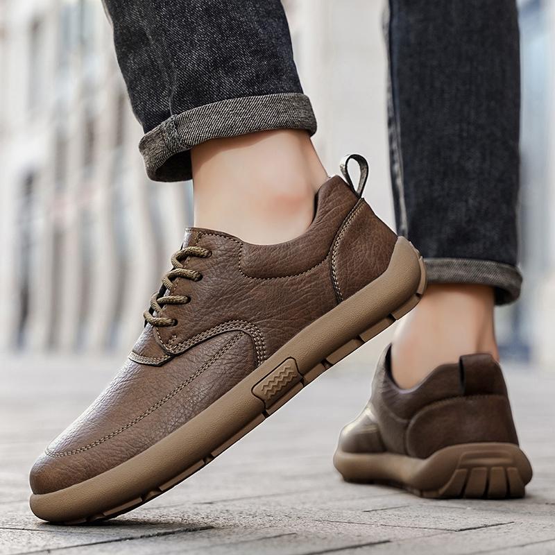 Herren Übergröße Retro Britischer Stil PU Lederschuhe Knöchel Bequem Fußgefühl Freizeitschuh Abriebfeste Laufsohle Laufschuhe