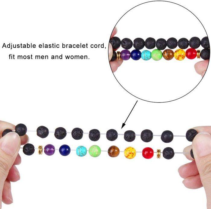 Bracelet 7 Chakras - Multicolore - Pierres de Lave - Mixte - 1 Bracelet - J0409