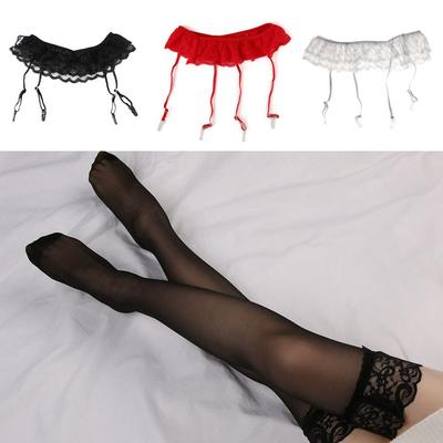 Damen Sexy Heiße Spitze Top Oberschenkelhohe Strümpfe Socken+Strapsgürtel