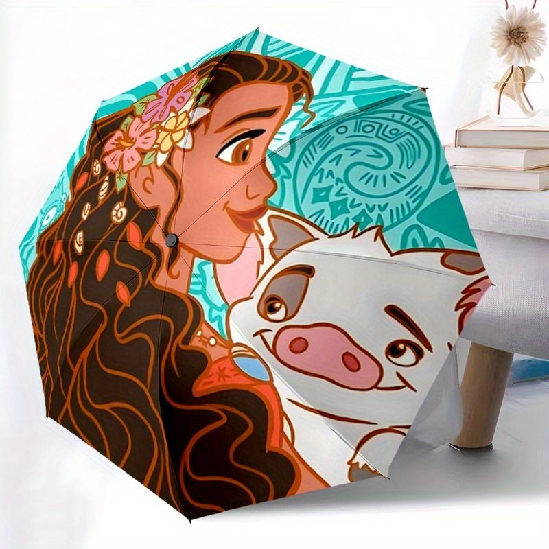 1pc Moana's Adventure: Automatic Opening/Closing Umbrella with Portable Tri-Fold Design, 8-Bone Iron Frame - Perfect Outdoor Gift for Fans,
