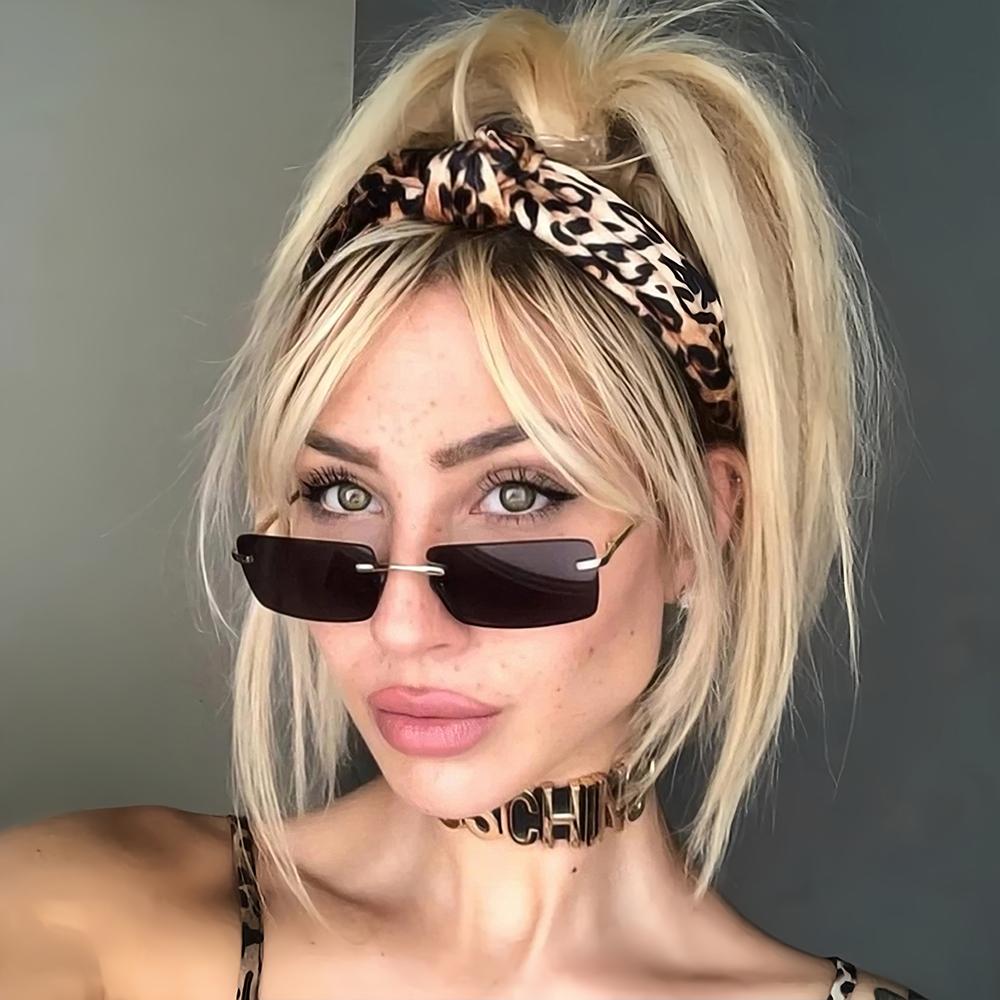 Luxury Designer Sunglasses for Women Rectangle Cutting Shades Frameless Eyeglasses Fashion UV Protection