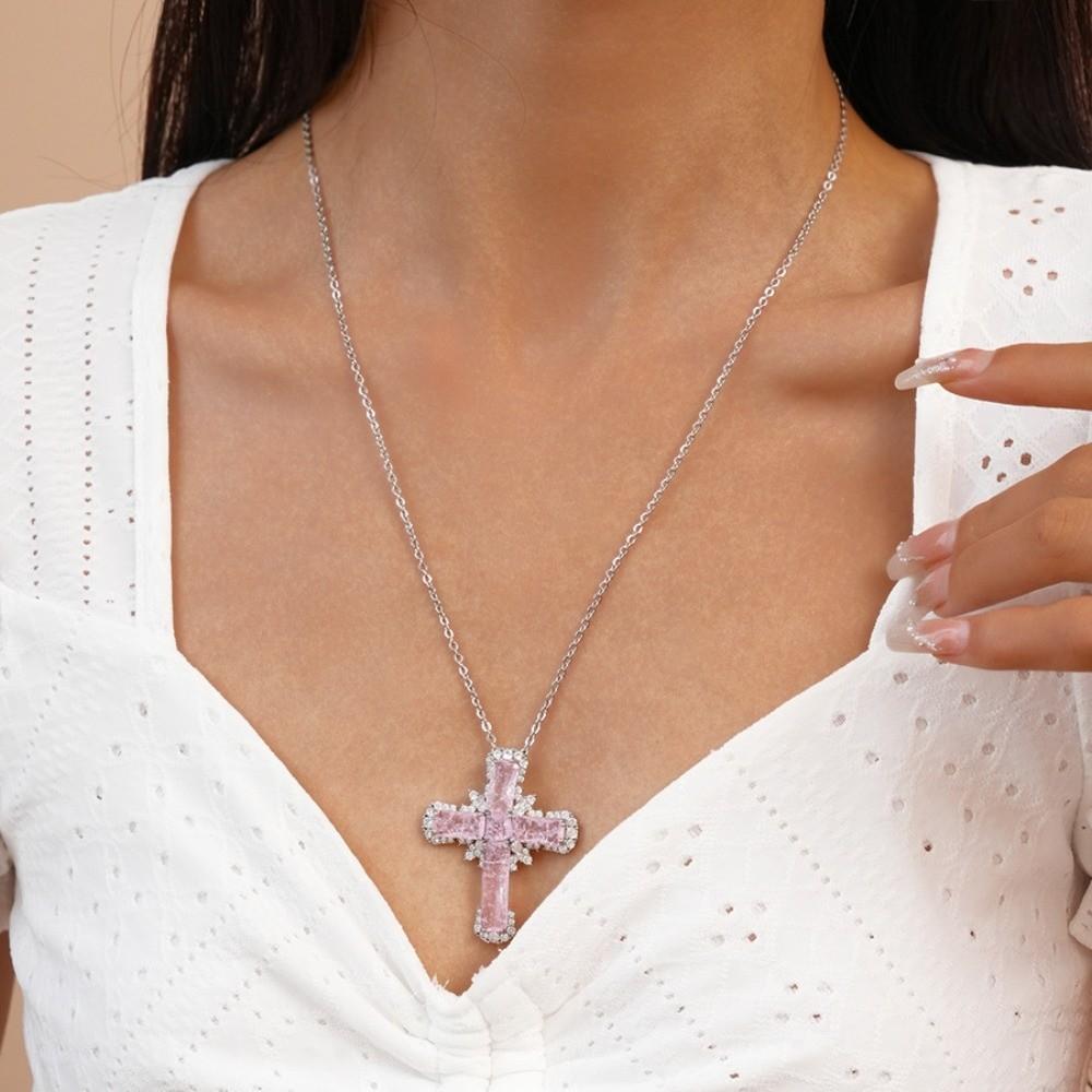 Crystal Cross Necklace Rhinestone Cross Pendant Vintage Cross Choker Chain  Girls