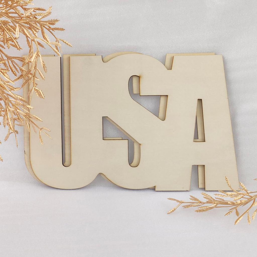 10 Pack 6 Inch Wood United States Crafts Unfinished Wooden United States Cutouts Wooden United States Hanging Ornaments DIY USA Craft Gift Tags for