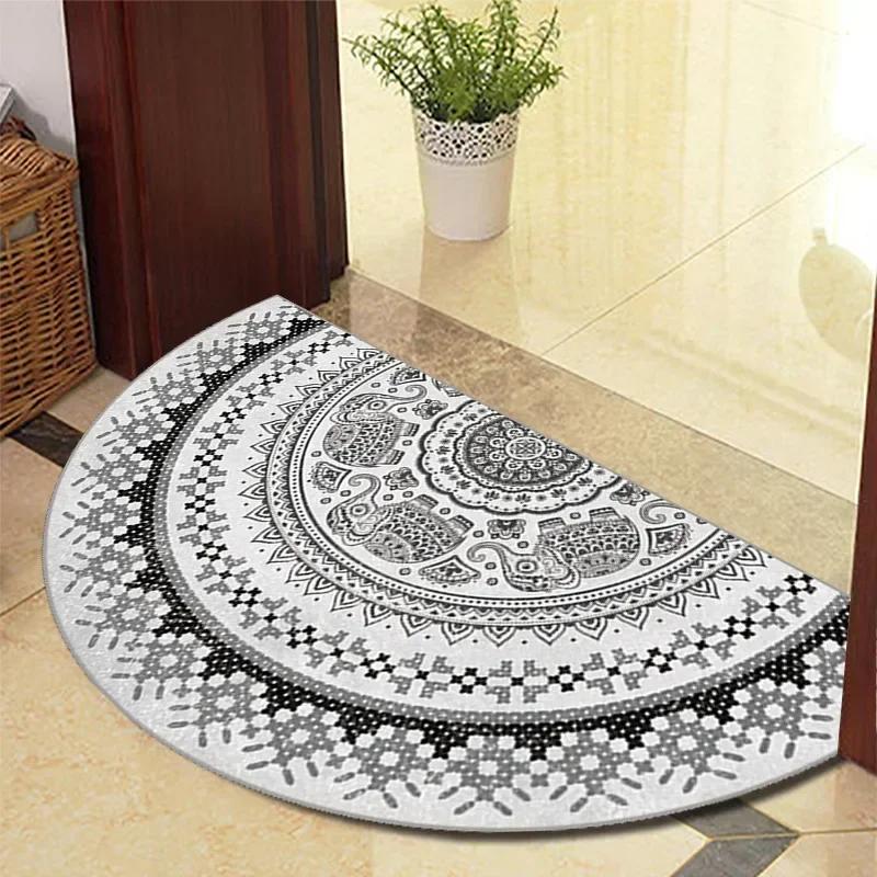 1PC Retro Door Rug Semi-circular Floor Mat Entrance Door Rugs Non-slip Absorbent Bathroom Mat Room Home Decoration Hogar Tapete