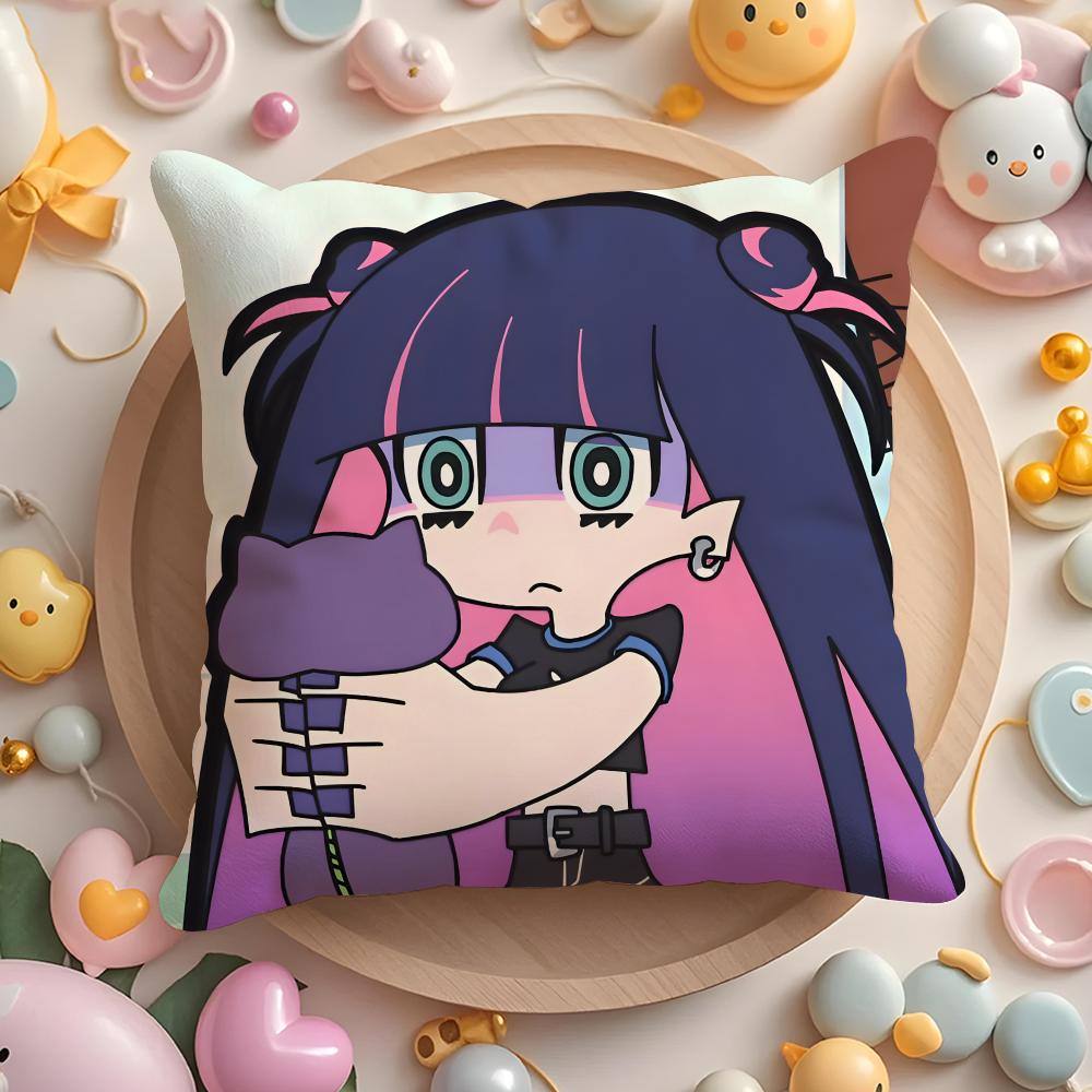 Anime P-panty and stocking Cushion Cover Home & Car Multi-Scene Pillow Cover - Reversible, Soft & Durable for Daily Use
