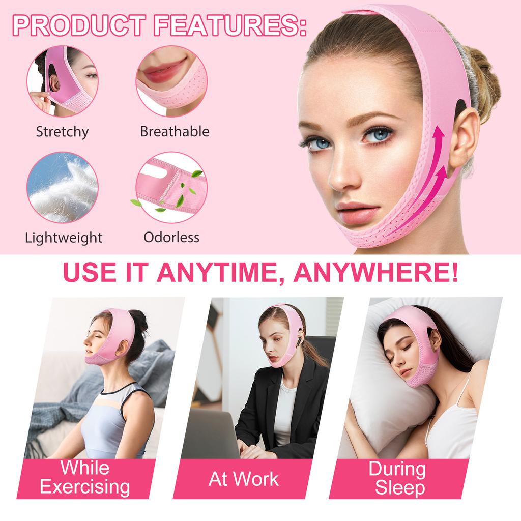 1 Pc Reusable V Line Face Mask Double Chin Reducer Facial Firming Strap V Shaped Lifting Face Mask for Slimming