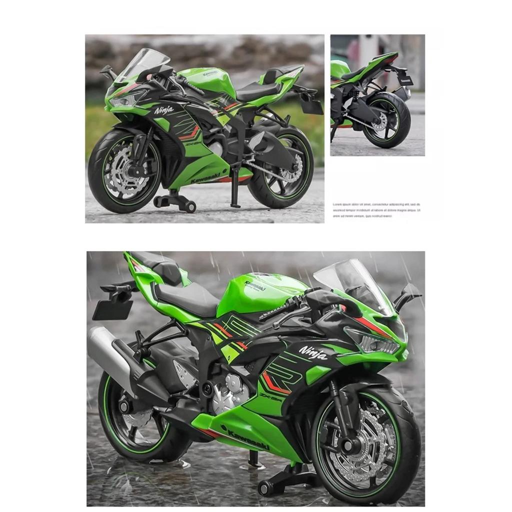 1/12 Kawasaki Ninja ZX-6R Renn-Cross-Country-Motorradmodell Simulation Metall Straßenmotorradmodell Sammlung Kinderspielzeug Geschenk