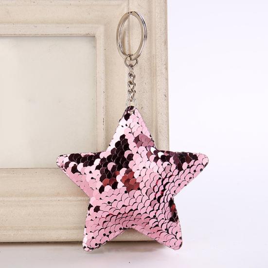 Women Glitter Sequins Star Car Keychain Key Ring Bag Hanging Ornament Pendant