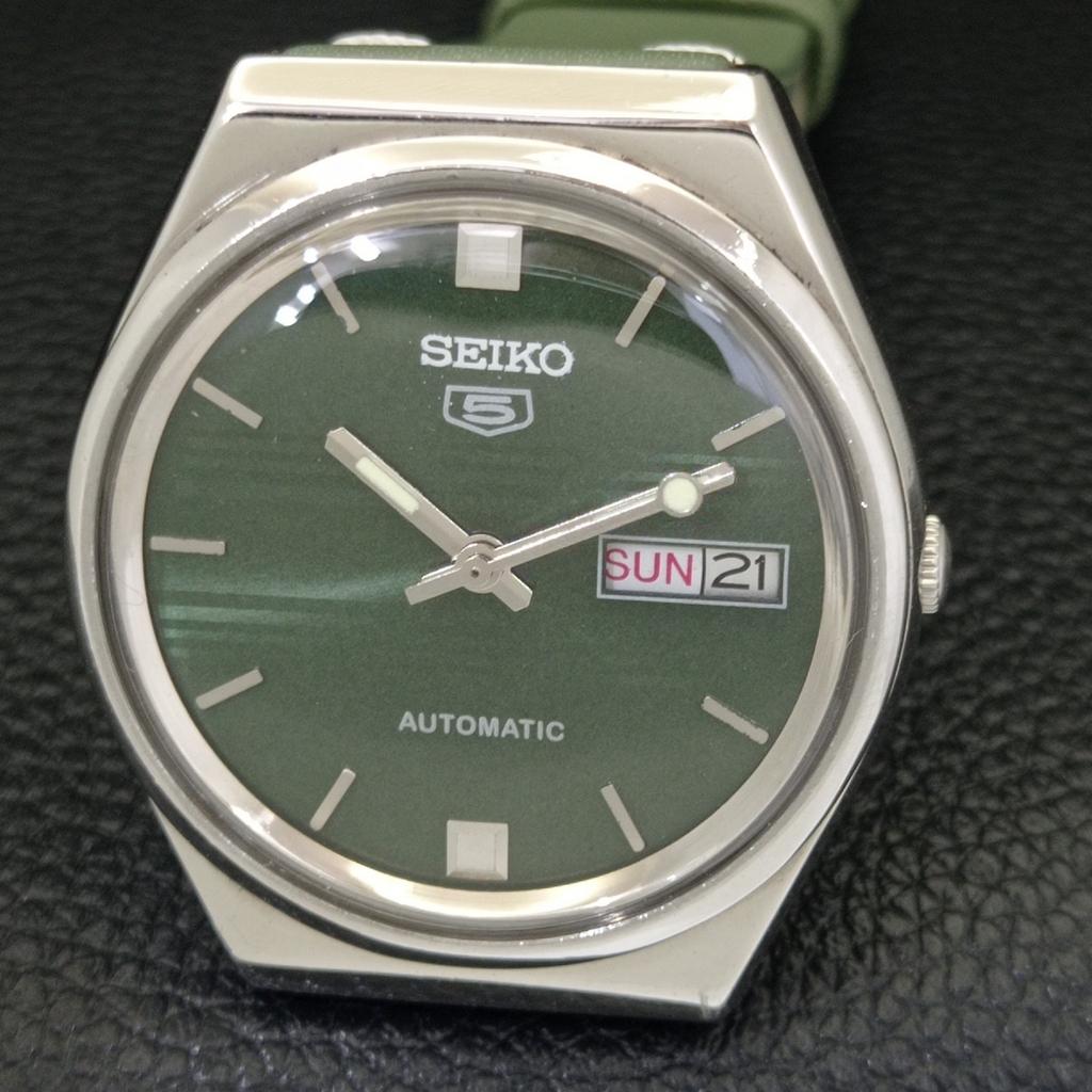 AUTOMATIC VINTAGE SEIKO 5 JAPAN 6309A MENS GREEN COLOR DIAL WATCH a701226-5 R206a-a701226