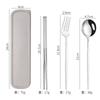Stainless steel tableware, convenient student spoon, fork, chopstick three-piece set, travel storage set