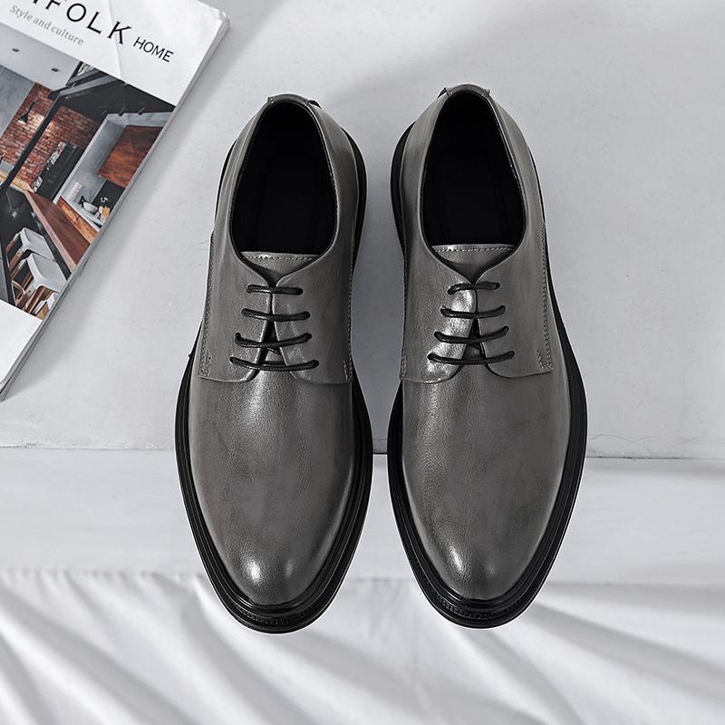 Fashion New Classic Mens Oxford Dress Shoes Black Gray Brown Genuine Leather Calfskin Men's Shoes Handmade Lace Up Formal Wedding Shoes