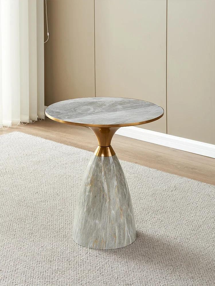 Light Luxury Round Coffee Table Modern Simple Exquisite Household Corner Table Living Room Sofa Side Table Rock Plate Small