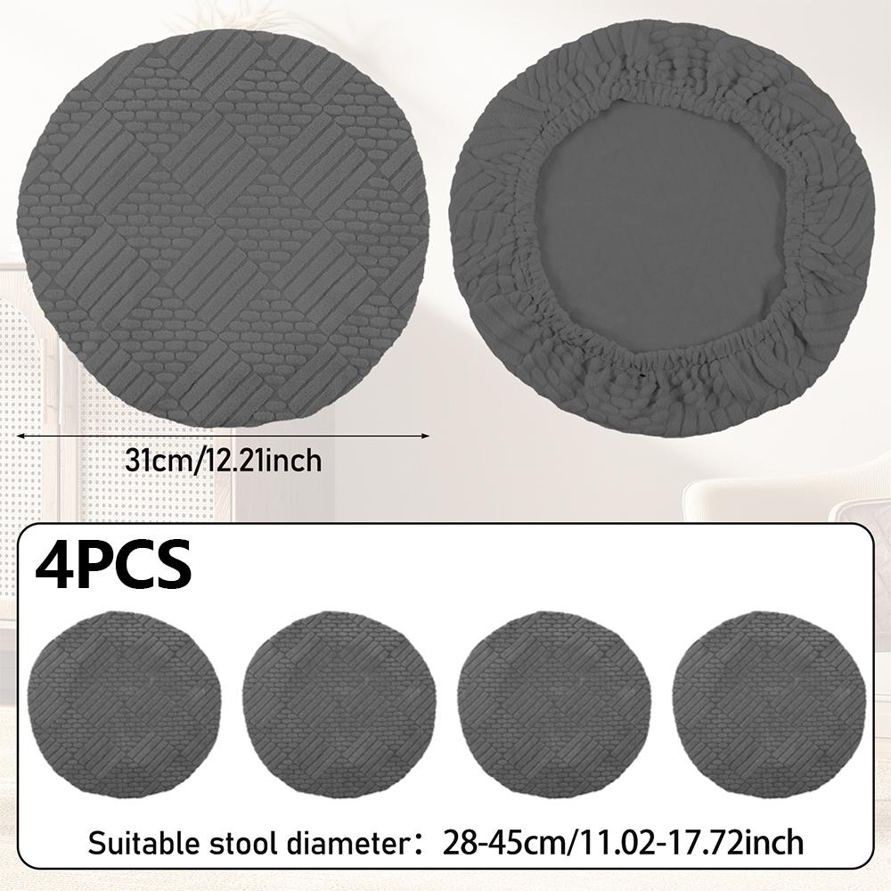 4Pcs Elastic Bar Stool Cover Polyester Round Seat Cover Breathable Single Chair Protective Cover for Home Cafe Office Restaurant
