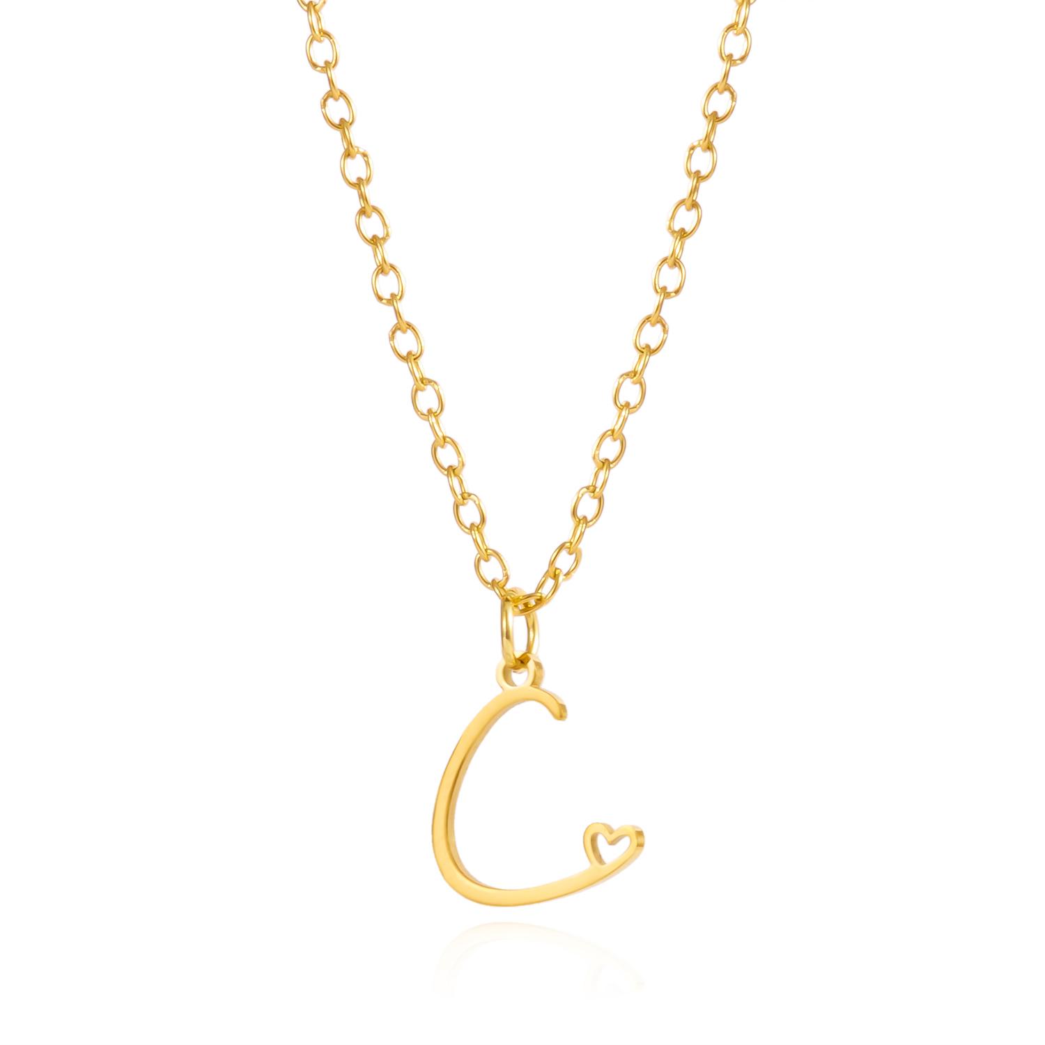 

Stainless Steel A-Z Alphabet Initial Necklace for Women Men Gold Color 26 Letter Personalize Heart Shape Choker Charm Jewelry