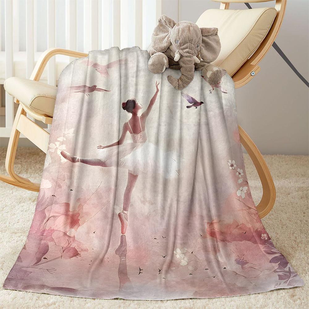 Dreamy Ballerina Flannel Blanket - Soft and Comfortable, Suitable for Sofas, Beds, Offices, Travel, and All Seasons, Making It A Perfect Holiday Gift.