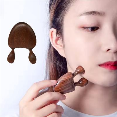 1pc Natural Sandalwood Facial Acupressure Massager -Nose Wing & Full Face Eye/Temple Calming, Portable Ergonomic Skincare Device